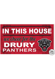 KH Sports Fan Drury Panthers 20x11 Indoor Outdoor In This House Sign - Red