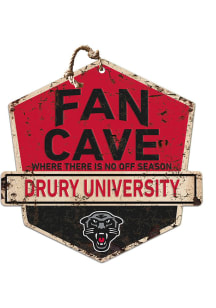 KH Sports Fan Drury Panthers Fan Cave Rustic Badge Sign - Red