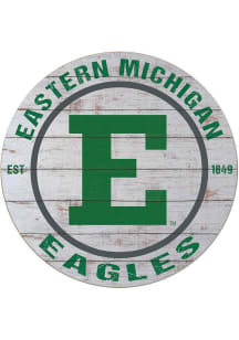 KH Sports Fan Eastern Michigan Eagles 20x20 Weathered Circle Sign - Grey