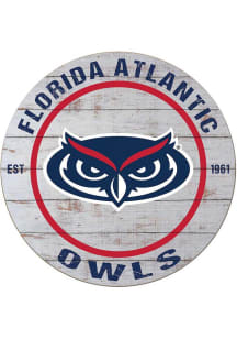 KH Sports Fan Florida Atlantic Owls 20x20 Weathered Circle Sign - Grey