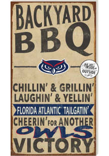 KH Sports Fan Florida Atlantic Owls 11x20 Indoor Outdoor BBQ Sign - Tan