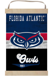 KH Sports Fan Florida Atlantic Owls Reversible Retro Banner Sign - Blue
