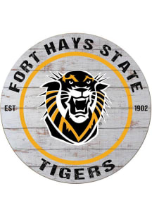 KH Sports Fan Fort Hays State Tigers 20x20 Weathered Circle Sign - Grey