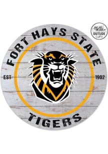 KH Sports Fan Fort Hays State Tigers 20x20 In Out Weathered Circle Sign - Grey