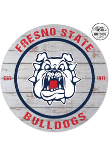 KH Sports Fan Fresno State Bulldogs 20x20 In Out Weathered Circle Sign - Grey