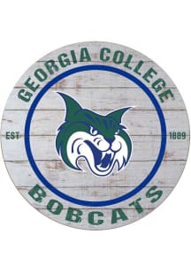 KH Sports Fan Georgia College Bobcats 20x20 Weathered Circle Sign - Grey