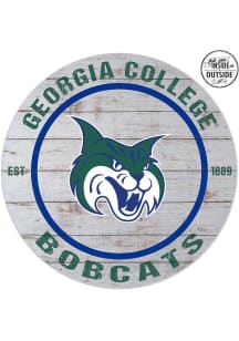 KH Sports Fan Georgia College Bobcats 20x20 In Out Weathered Circle Sign - Grey