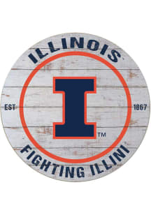 KH Sports Fan Illinois Fighting Illini 20x20 Weathered Circle Sign - Grey