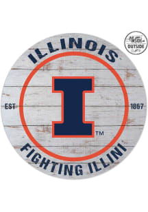 KH Sports Fan Illinois Fighting Illini 20x20 In Out Weathered Circle Sign - Grey