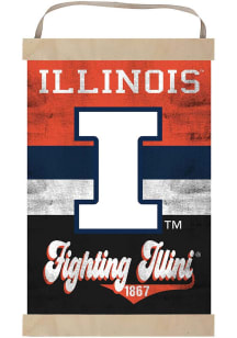KH Sports Fan Illinois Fighting Illini Reversible Retro Banner Sign - Orange