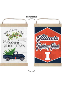 KH Sports Fan Illinois Fighting Illini Holiday Reversible Banner Sign - White