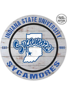 KH Sports Fan Indiana State Sycamores 20x20 In Out Weathered Circle Sign - Grey