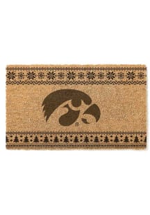 Iowa Hawkeyes Holiday Logo Door Mat