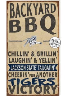 KH Sports Fan Jackson State Tigers 11x20 Indoor Outdoor BBQ Sign - Tan