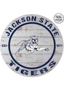 KH Sports Fan Jackson State Tigers 20x20 In Out Weathered Circle Sign - Grey