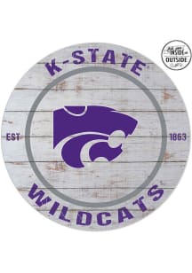 KH Sports Fan K-State Wildcats 20x20 In Out Weathered Circle Sign - Grey