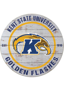 KH Sports Fan Kent State Golden Flashes 20x20 Weathered Circle Sign - Grey