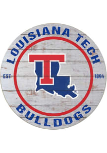 KH Sports Fan Louisiana Tech Bulldogs 20x20 Weathered Circle Sign - Grey