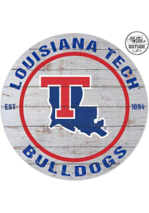 KH Sports Fan Louisiana Tech Bulldogs 20x20 In Out Weathered Circle Sign - Grey