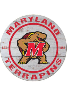 KH Sports Fan Maryland Terrapins 20x20 Weathered Circle Sign - Grey