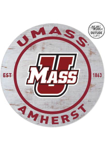 KH Sports Fan Massachusetts Minutemen 20x20 In Out Weathered Circle Sign - Grey