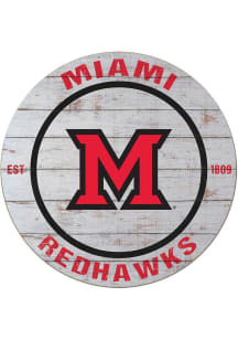 KH Sports Fan Miami RedHawks 20x20 Weathered Circle Sign - Grey
