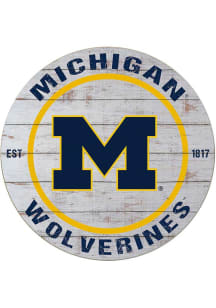 KH Sports Fan Michigan Wolverines 20x20 Weathered Circle Sign - Grey