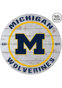 KH Sports Fan Michigan Wolverines 20x20 In Out Weathered Circle Sign - Grey