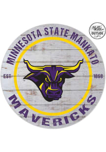 KH Sports Fan Minnesota State Mankato Mavericks 20x20 In Out Weathered Circle Sign - Grey