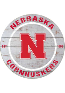 KH Sports Fan Nebraska Cornhuskers 20x20 Weathered Circle Sign - Grey