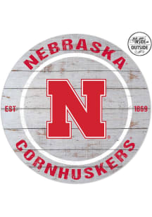 KH Sports Fan Nebraska Cornhuskers 20x20 In Out Weathered Circle Sign - Grey