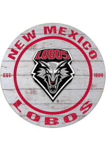 KH Sports Fan New Mexico Lobos 20x20 Weathered Circle Sign - Grey