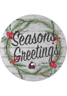 KH Sports Fan Northern Illinois Huskies 20x20 Weathered Seasons Greetings Sign - Grey