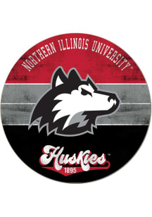 KH Sports Fan Northern Illinois Huskies 20x20 Retro Multi Color Circle Sign - Red