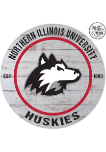 KH Sports Fan Northern Illinois Huskies 20x20 In Out Weathered Circle Sign - Grey
