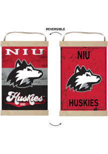 KH Sports Fan Northern Illinois Huskies Faux Rusted Reversible Banner Sign - Red