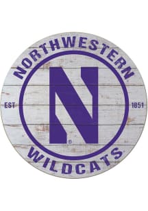 KH Sports Fan Northwestern Wildcats 20x20 Weathered Circle Sign - Grey