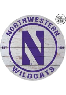 KH Sports Fan Northwestern Wildcats 20x20 In Out Weathered Circle Sign - Grey