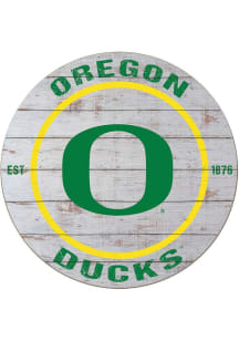 KH Sports Fan Oregon Ducks 20x20 Weathered Circle Sign - Grey