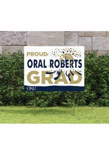 Oral Roberts Golden Eagles KH Sports Fan 18x24 Proud Grad Team Logo Yard Sign - Navy Blue