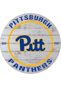 KH Sports Fan Pitt Panthers 20x20 Weathered Circle Sign - Grey