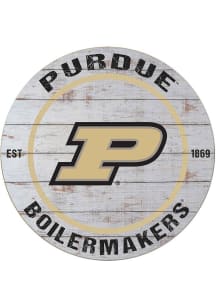 KH Sports Fan Purdue Boilermakers 20x20 Weathered Circle Sign - Grey