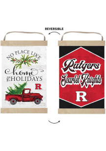 KH Sports Fan Rutgers Scarlet Knights Holiday Reversible Banner Sign - White