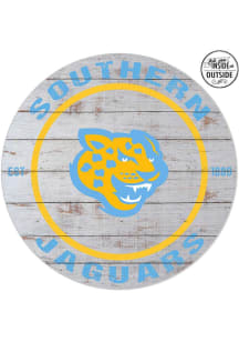 KH Sports Fan Southern University Jaguars 20x20 In Out Weathered Circle Sign - Grey