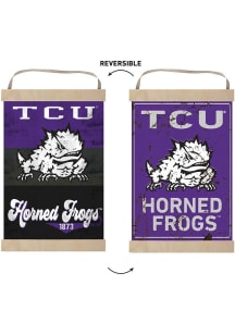 KH Sports Fan TCU Horned Frogs Reversible Retro Banner Sign - Purple