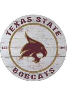 KH Sports Fan Texas State Bobcats 20x20 Weathered Circle Sign - Grey