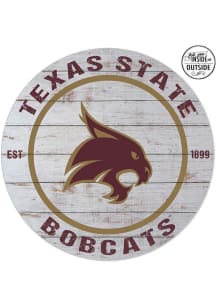 KH Sports Fan Texas State Bobcats 20x20 In Out Weathered Circle Sign - Grey