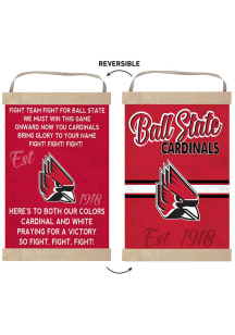 KH Sports Fan Ball State Cardinals Fight Song Reversible Banner Sign - Red