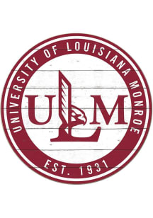 KH Sports Fan Louisiana-Monroe Warhawks 20x20 Weathered Circle Sign - Grey
