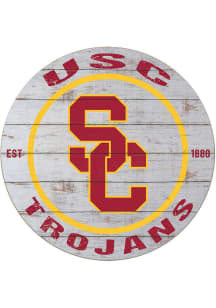 KH Sports Fan USC Trojans 20x20 Weathered Circle Sign - Grey